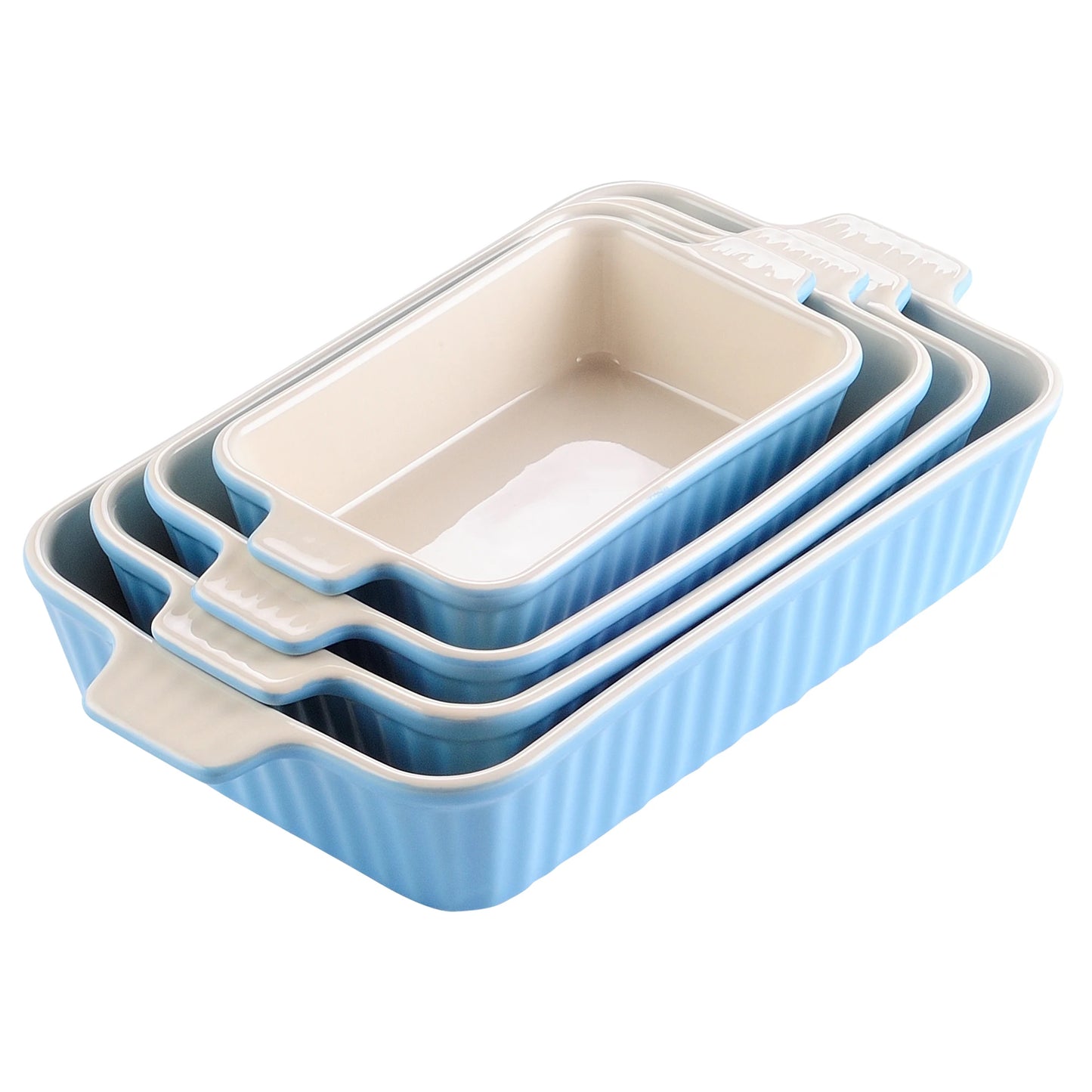 4-Piece Baking Dish Plate Set with Ceramic Handle