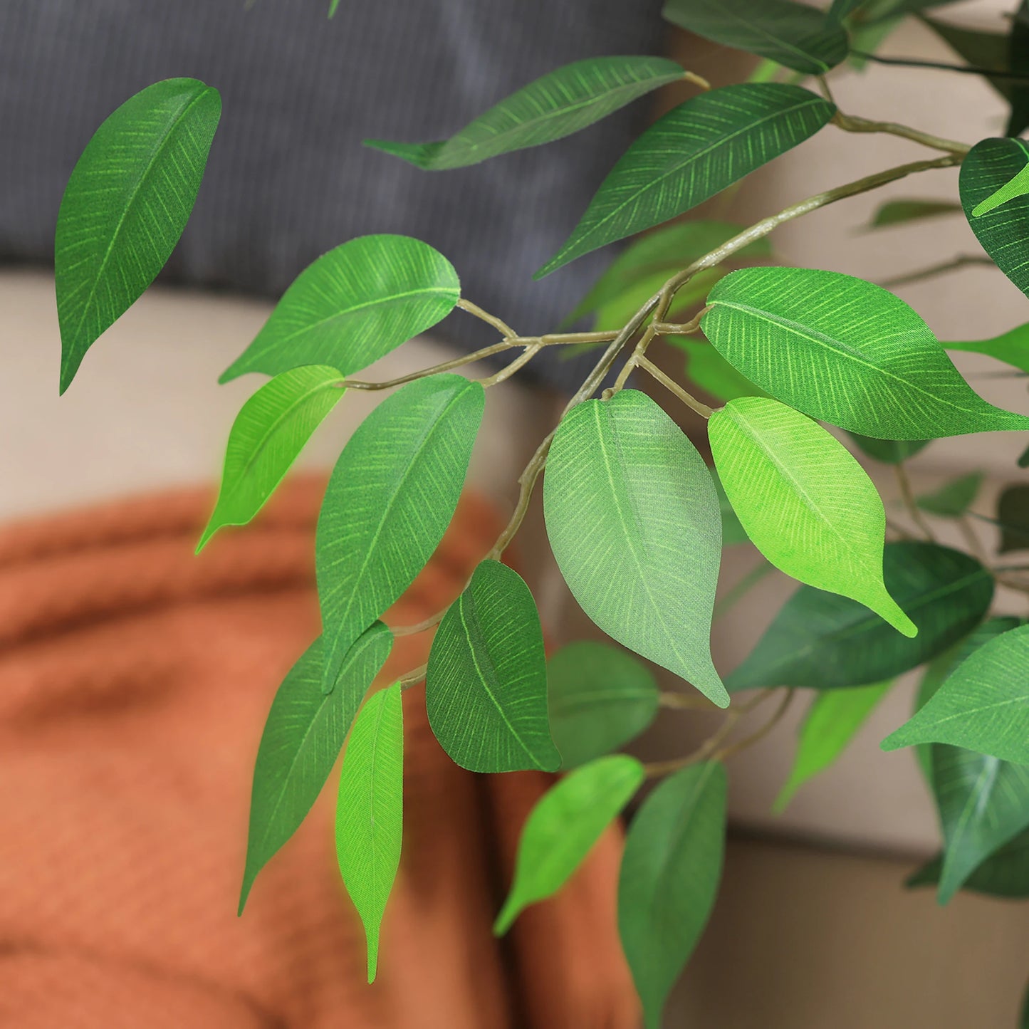 Artificial Ficus Tree with Natural Curved Trunk in Pot
