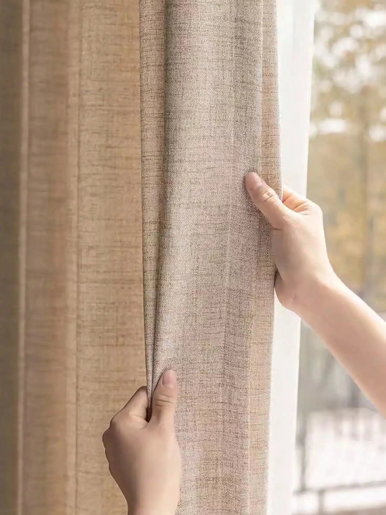Linen texture window curtain