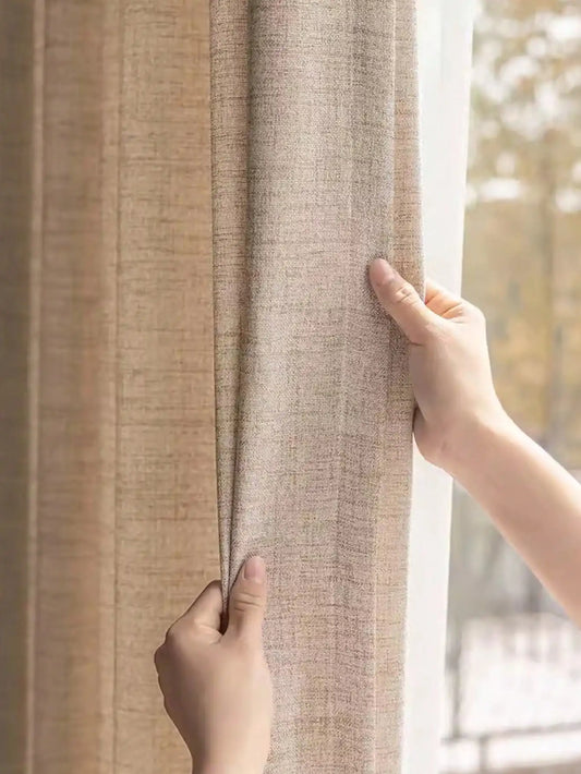 Linen texture window curtain