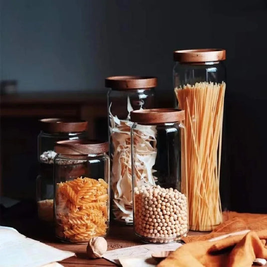 Glass Storage Canisters with Airtight Bamboo Lids