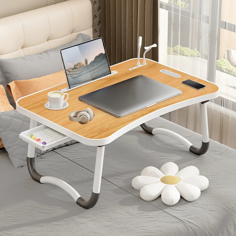 Portable Laptop Desk with USB Light, Tablet Slot