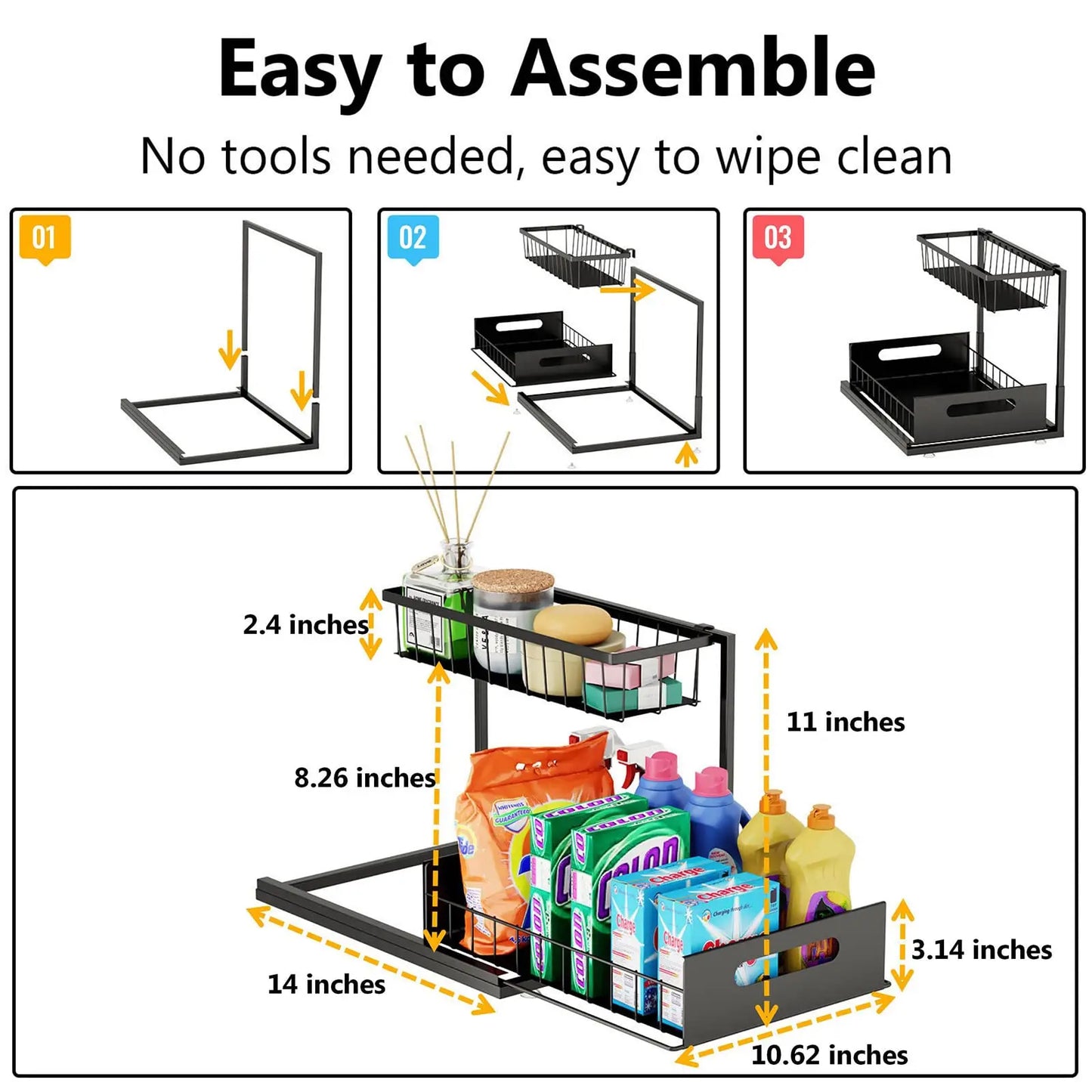 2 Pack Pull Out Cabinet Organizer