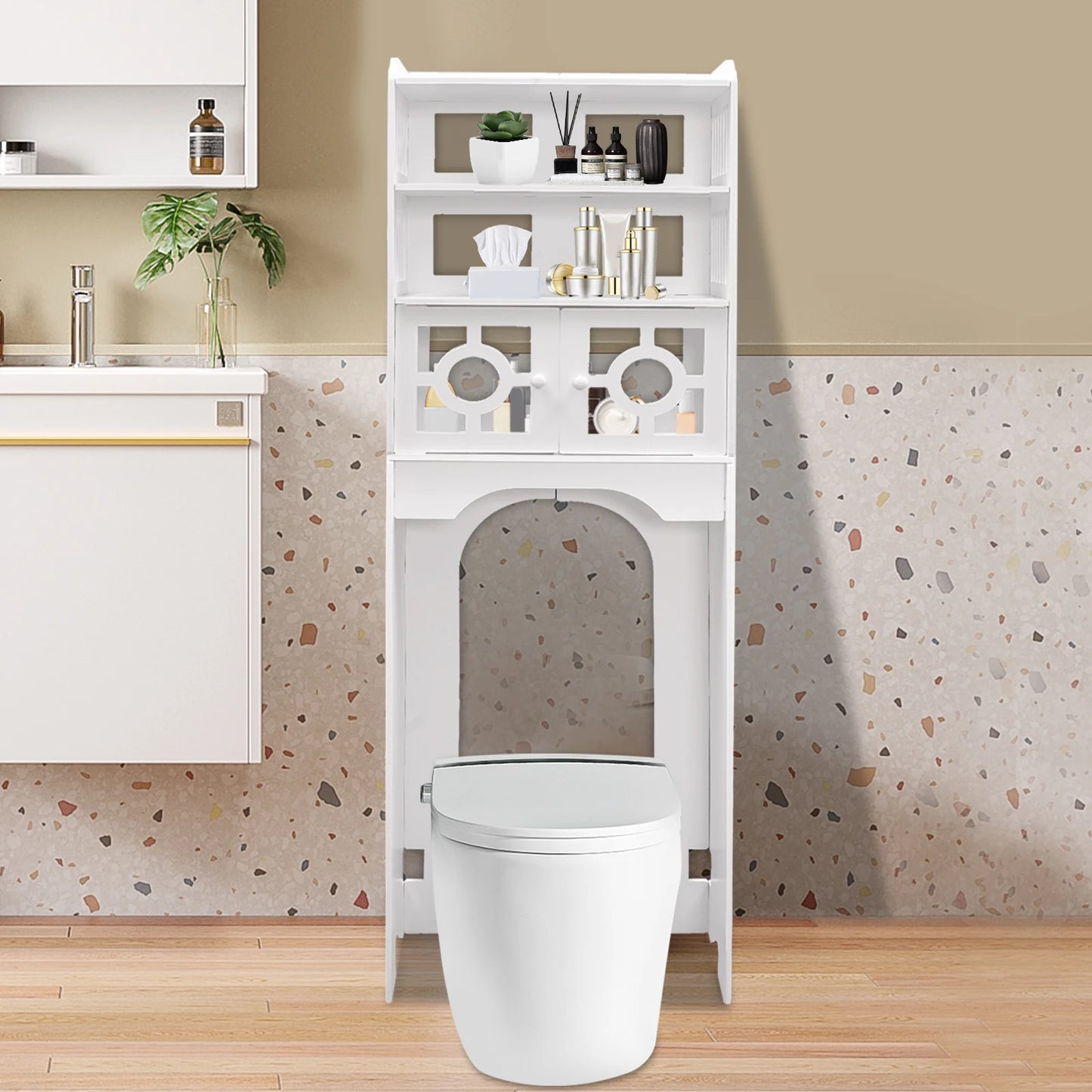 4 Tier Over The Toilet Storage Cabinet