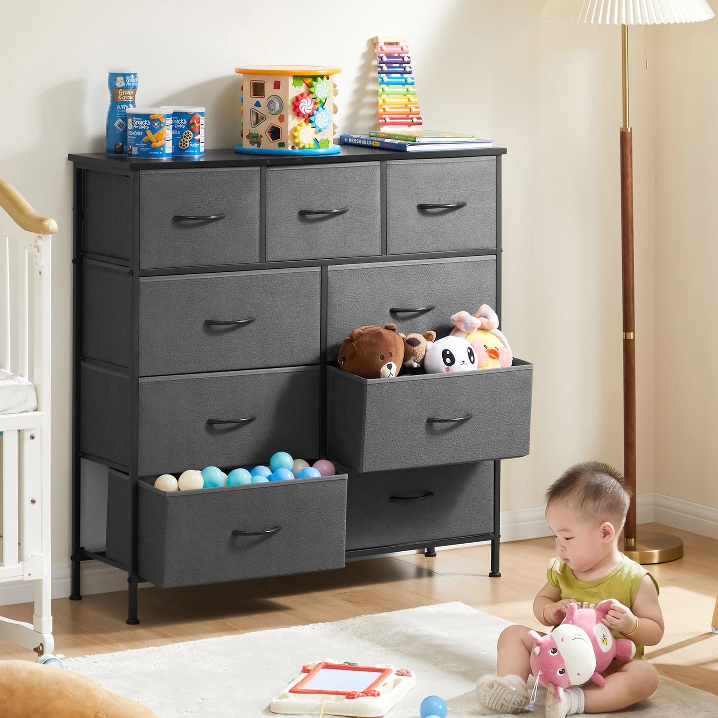 Dresser With 9 Fabric Storage Drawers