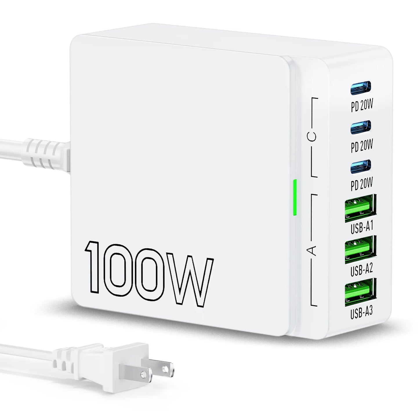 6-Port Quick Charge Hub PD 3.0 Type C and USB A