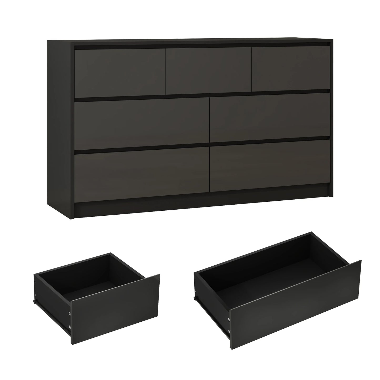 Dresser 7 Drawer, 55 Inch High Gloss