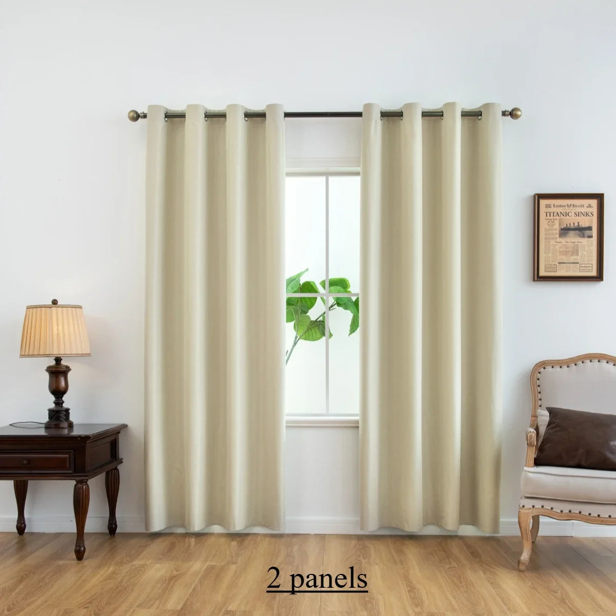 2pcs Solid 100% Blackout Curtains