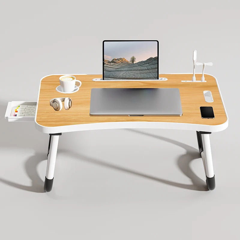 Portable Laptop Desk with USB Light, Tablet Slot