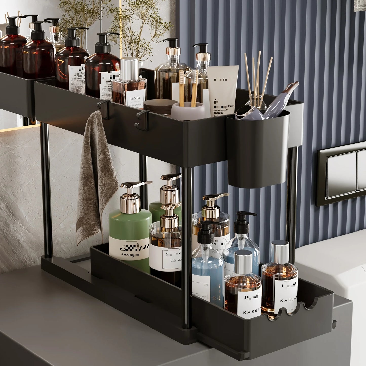 2-Tier Sliding Cabinet Organizer, Pull-Out Under Sink Rack
