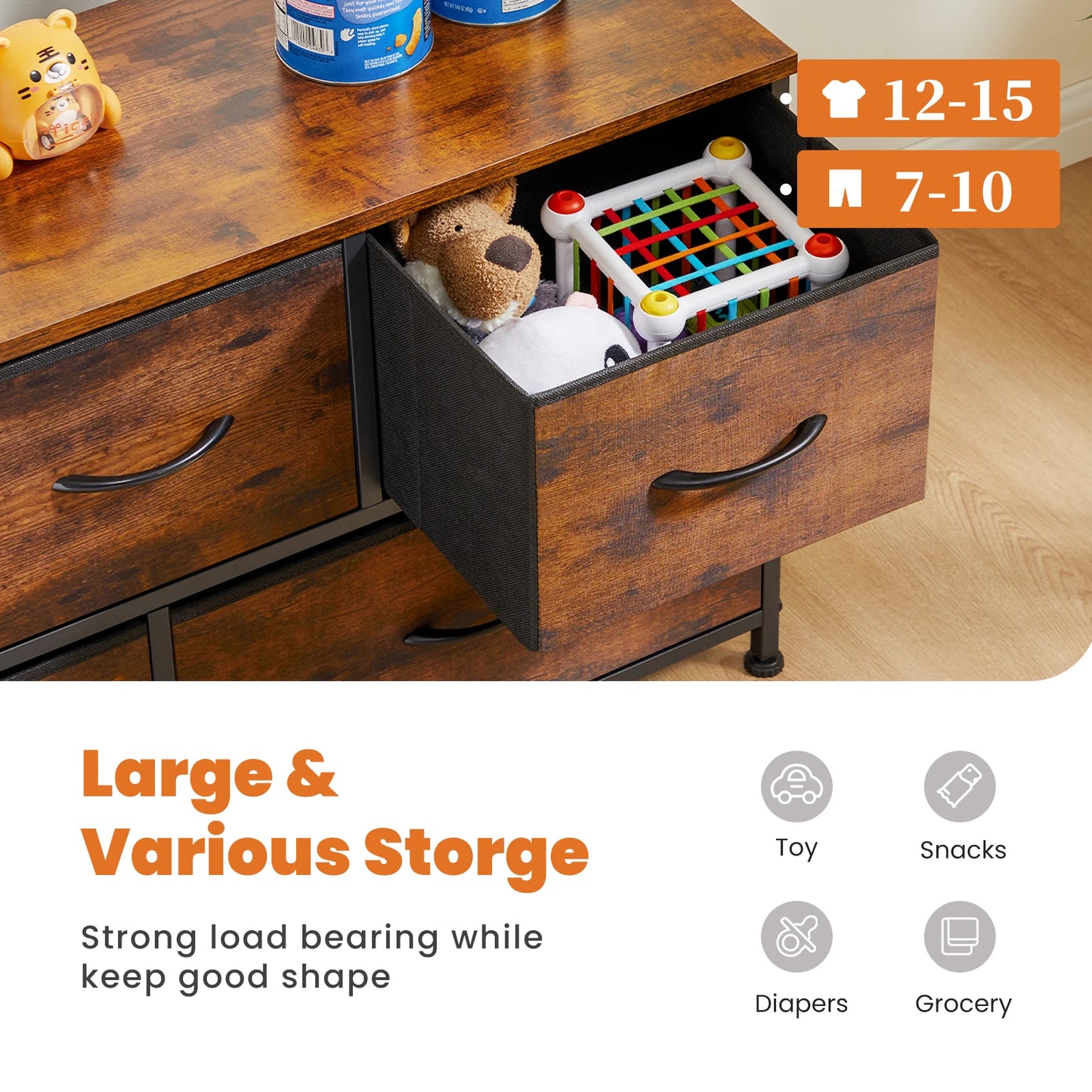 Cabinet Dresser With 5 Fabric Drawers