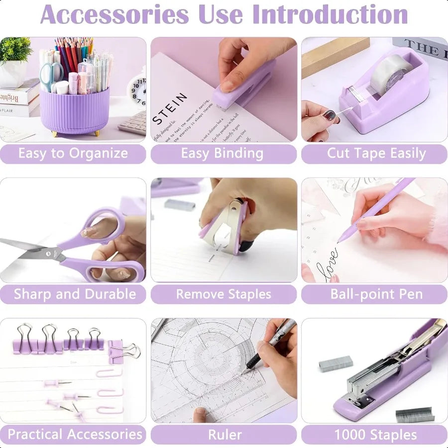 Purple 360°Pen Holder And Accessories
