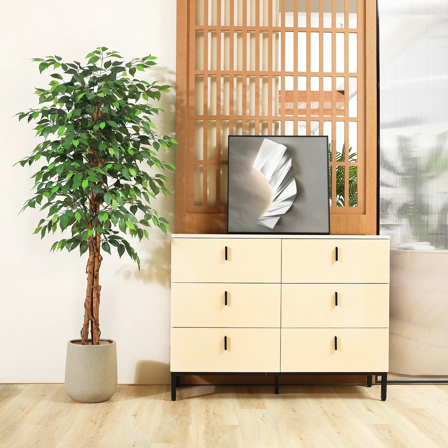 Artificial Ficus Tree with Natural Curved Trunk in Pot