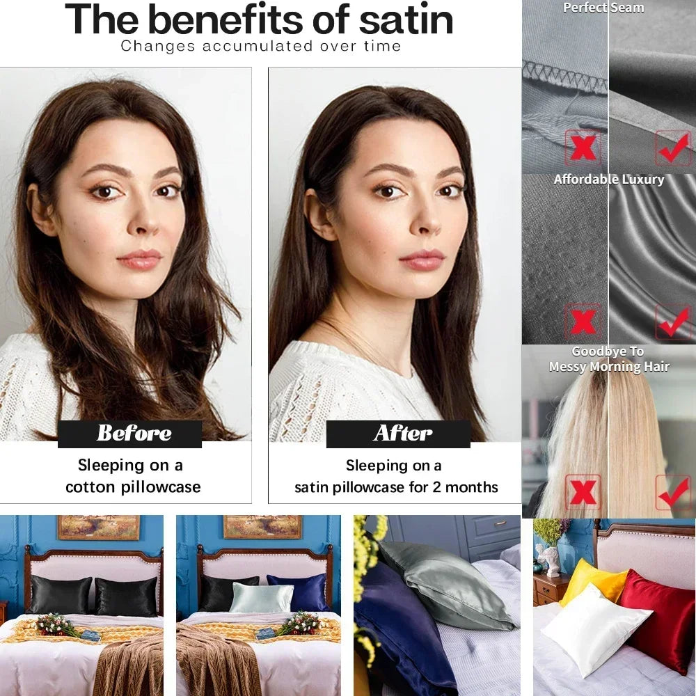 2 Pc Satin Pillowcase for Hair and Skin