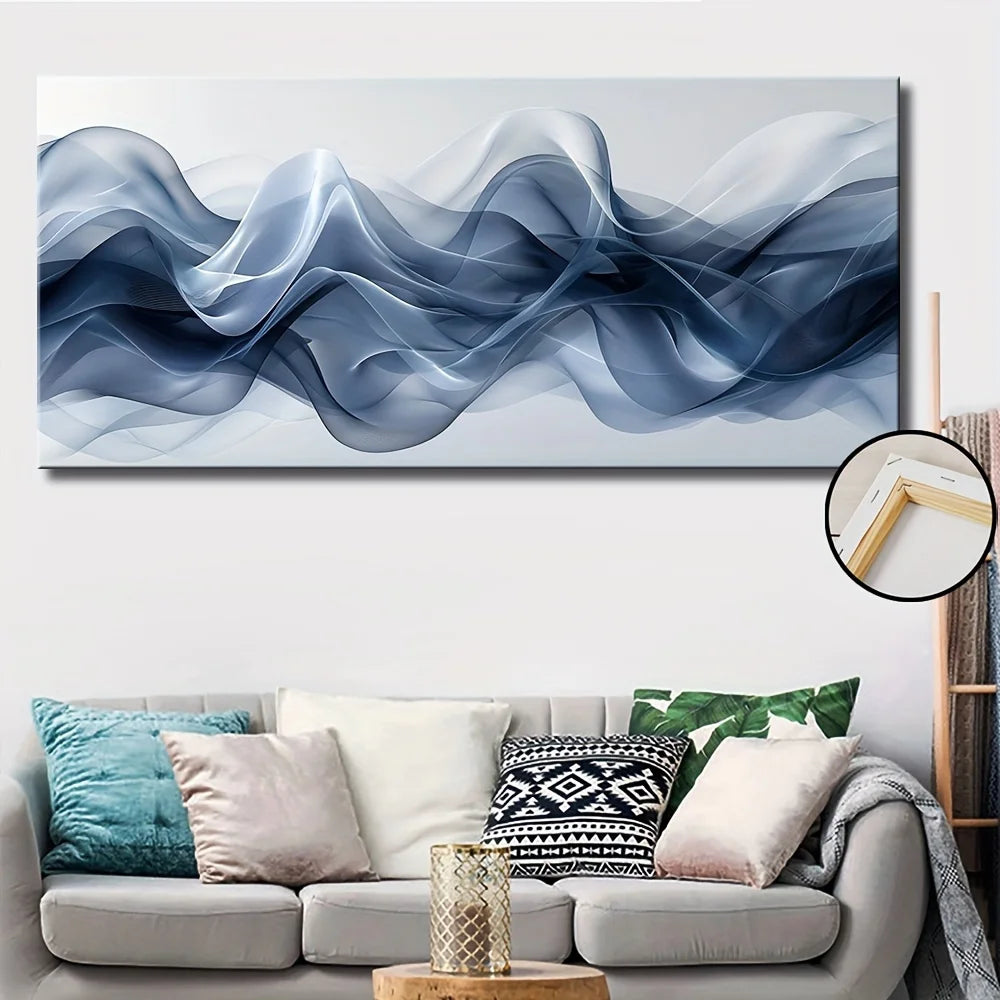 Wavy canvas wall art solid wood frame