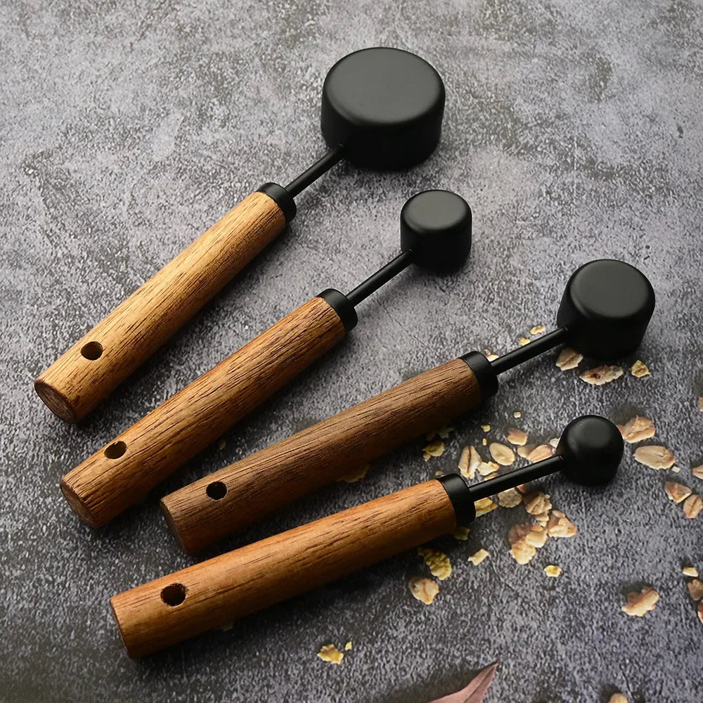 Wooden Handle Measuring Cups, Spoons Set