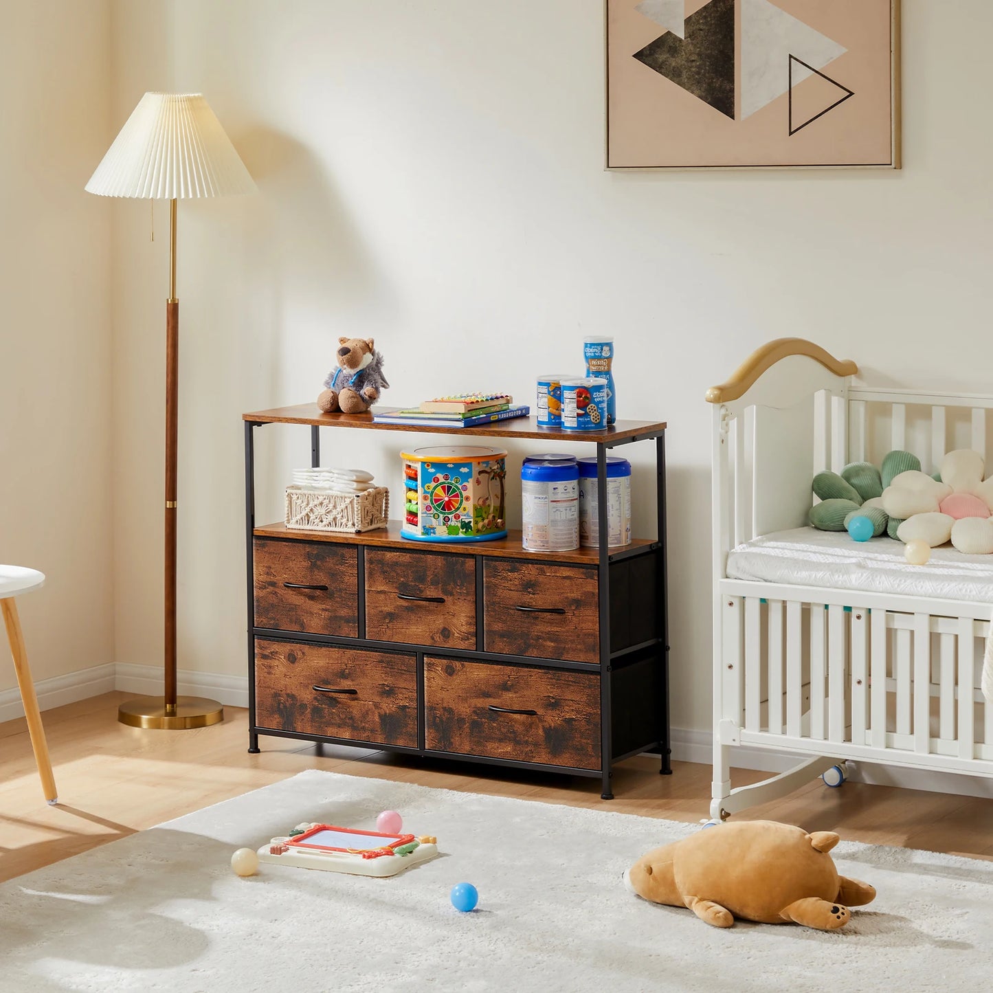 Cabinet Dresser With 5 Fabric Drawers