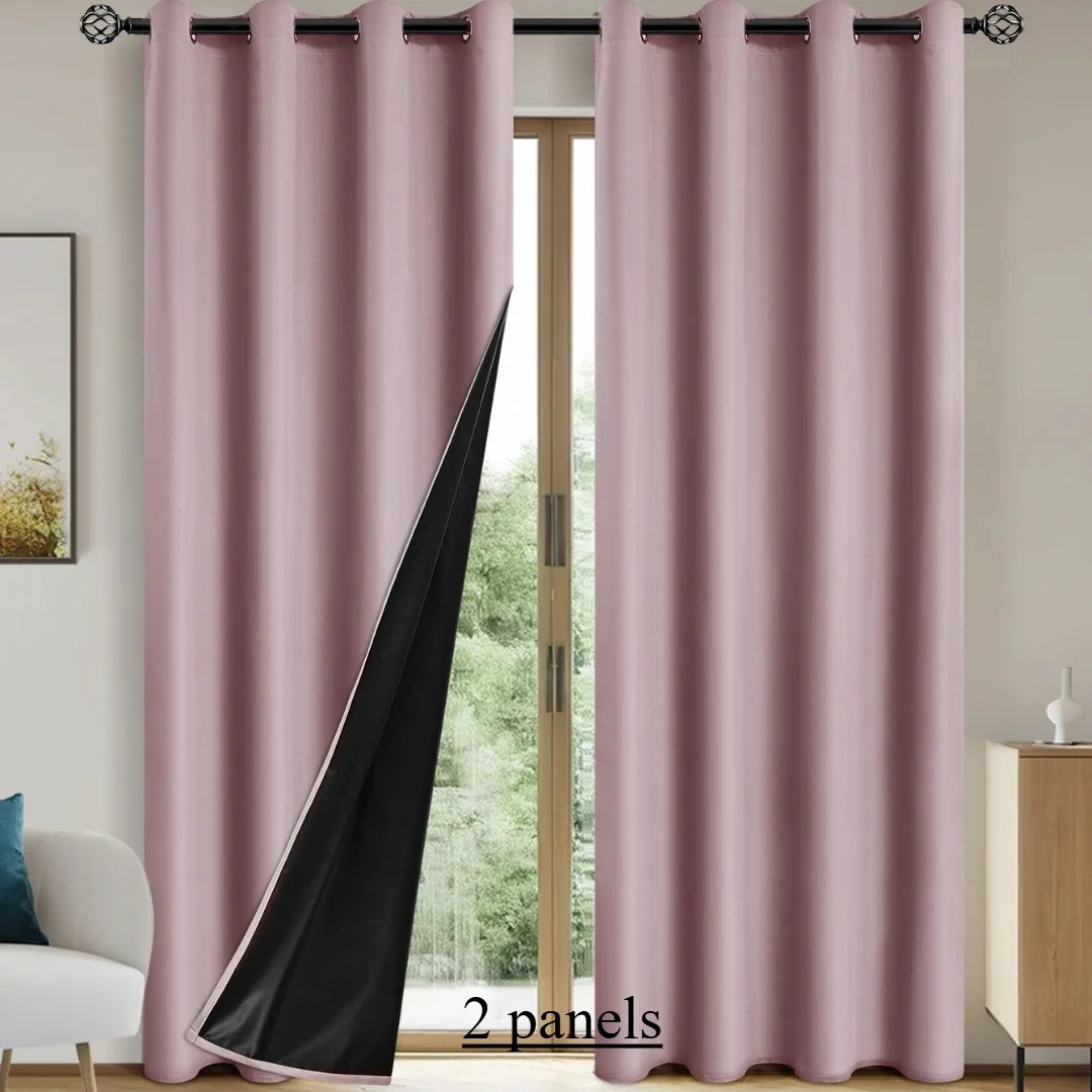 2pcs Solid 100% Blackout Curtains
