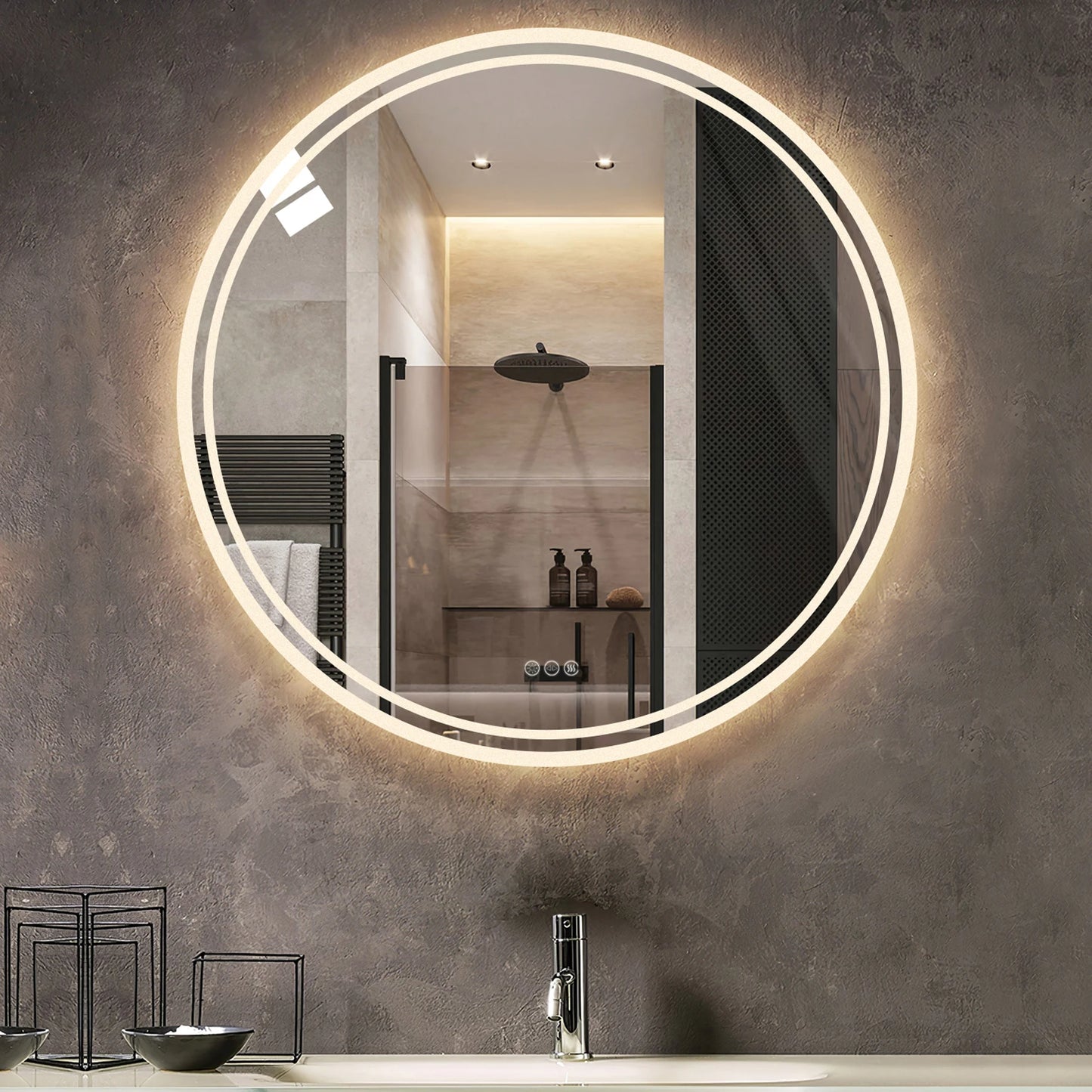 Mirror with LED Lights Circle Backlit