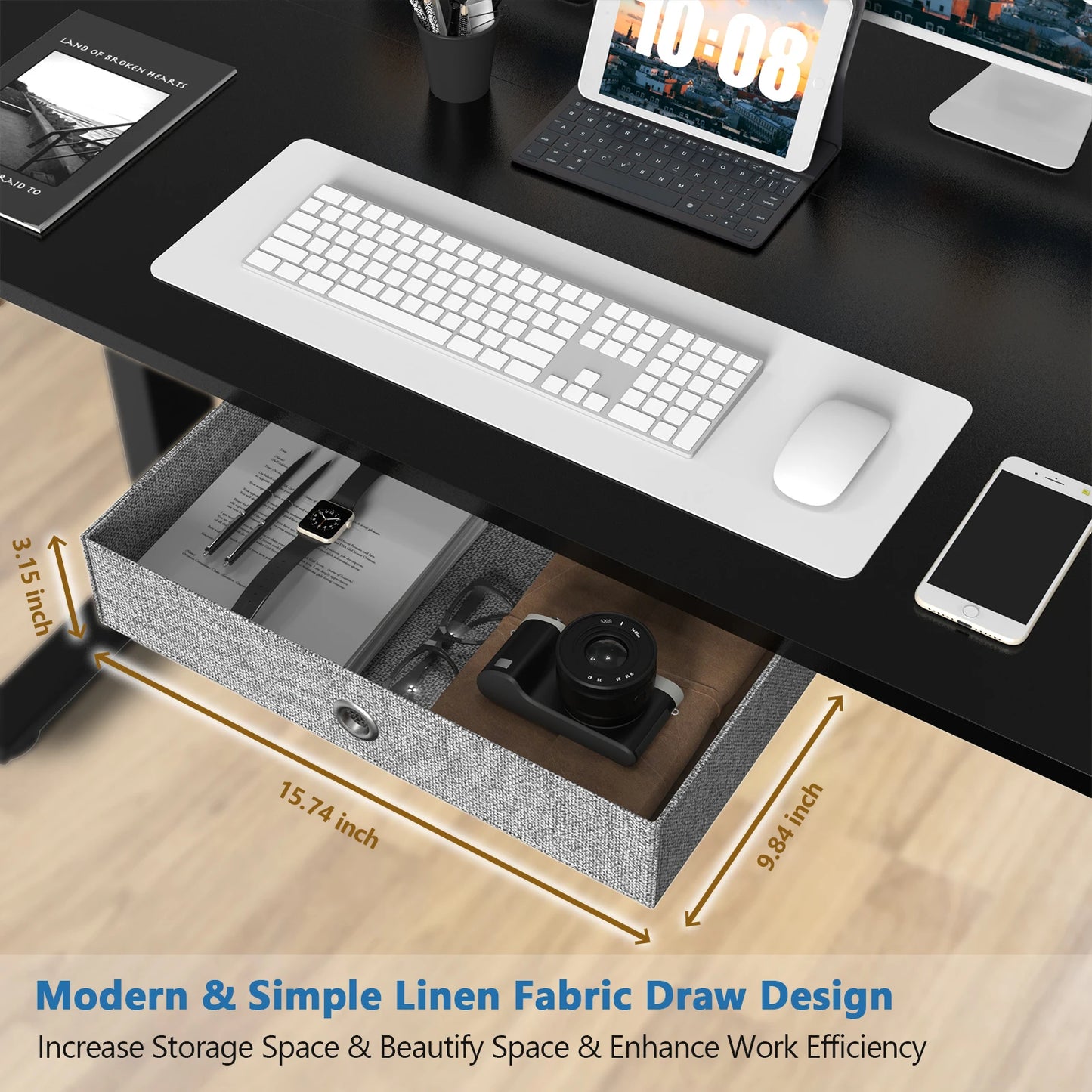 Computer Desk Electric Standing Height Adjustable 55x24 Inch