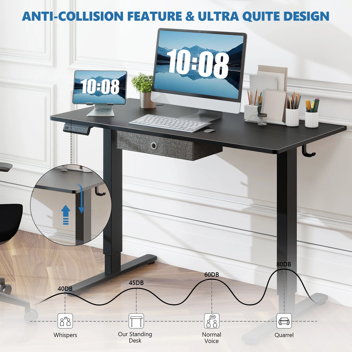Computer Desk Electric Standing Height Adjustable 55x24 Inch