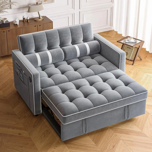 3-in-1 Sofa Bed with USB Ports And Side Pockets