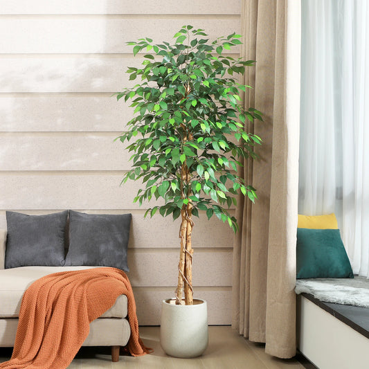 Artificial Ficus Tree with Natural Curved Trunk in Pot