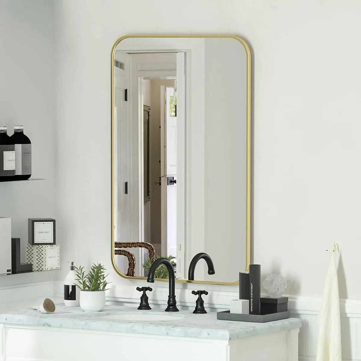 Mirror 20" x 28" Rectangular Aluminum Alloy Frame Wall Mounted