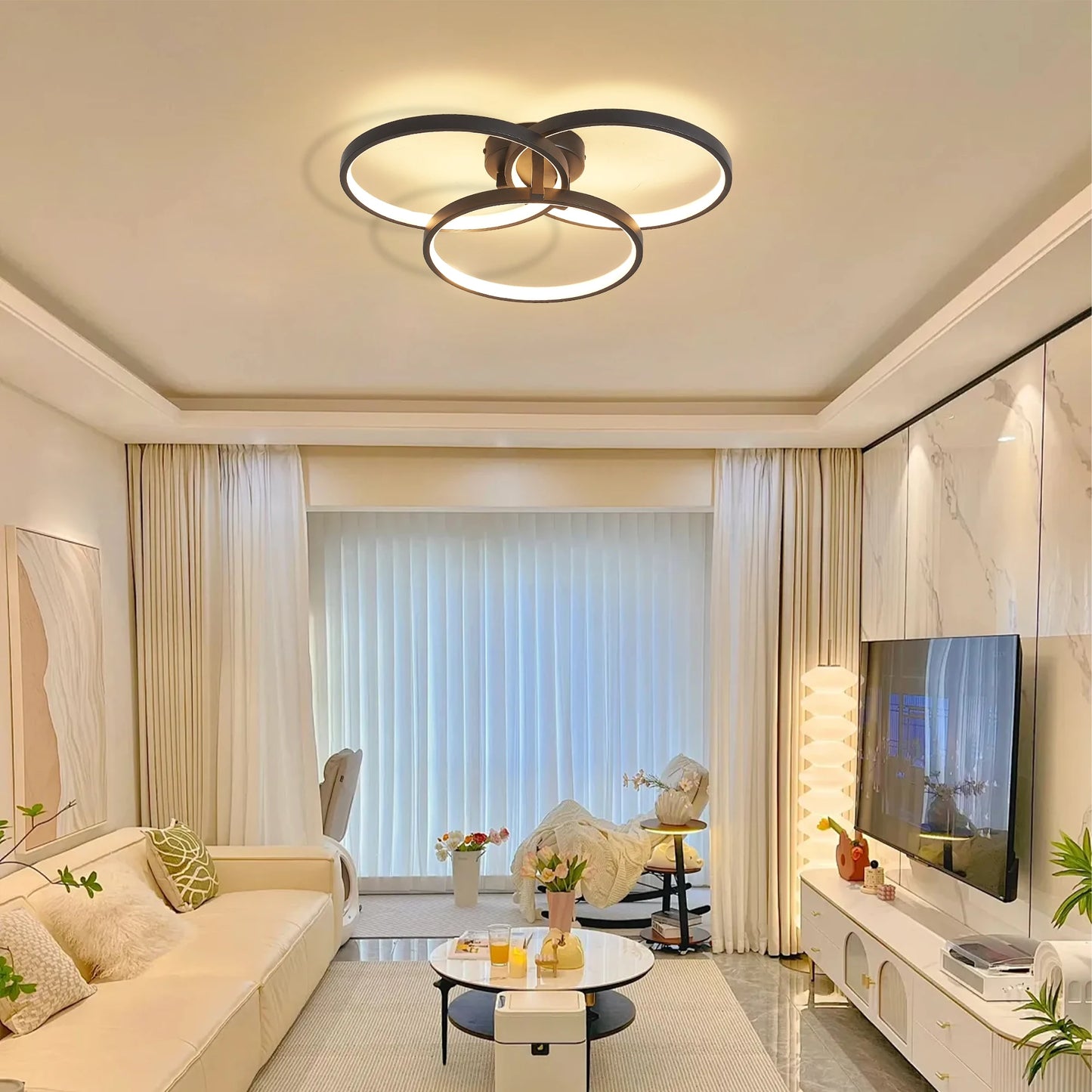 LED Ceiling Light 3-Ring Flush Mount Fixture