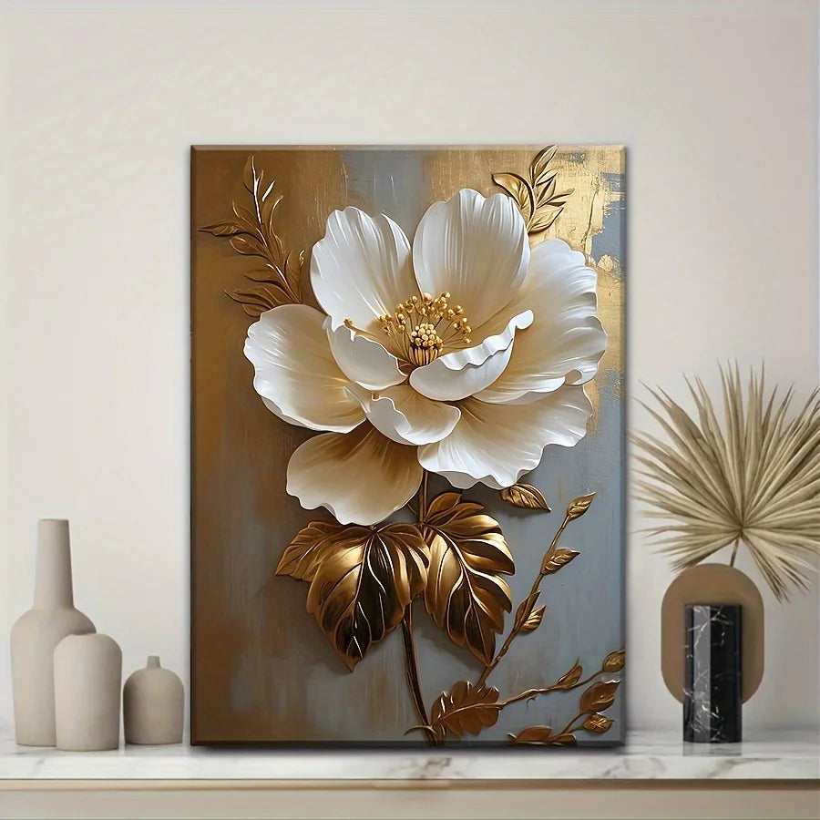 White Floral Canvas Wall Decor