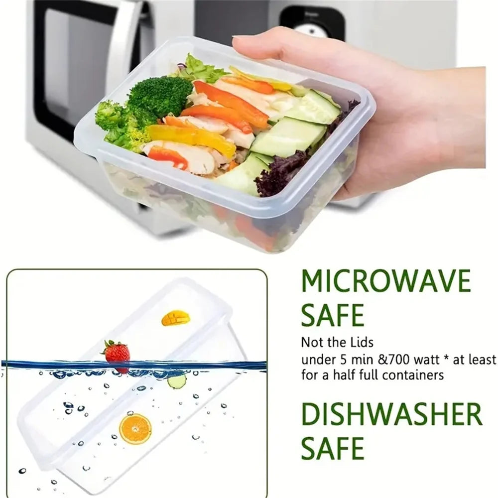 Storage Container Set -  Reusable Plastic Bins with Flip Lids