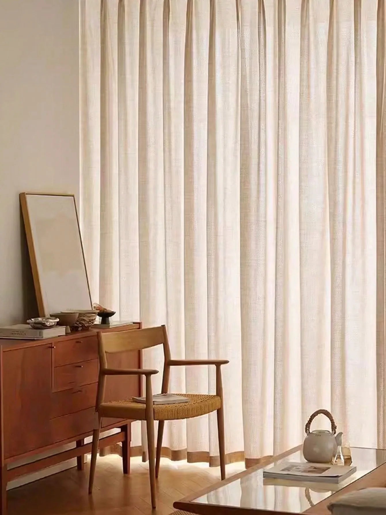 Linen texture window curtain