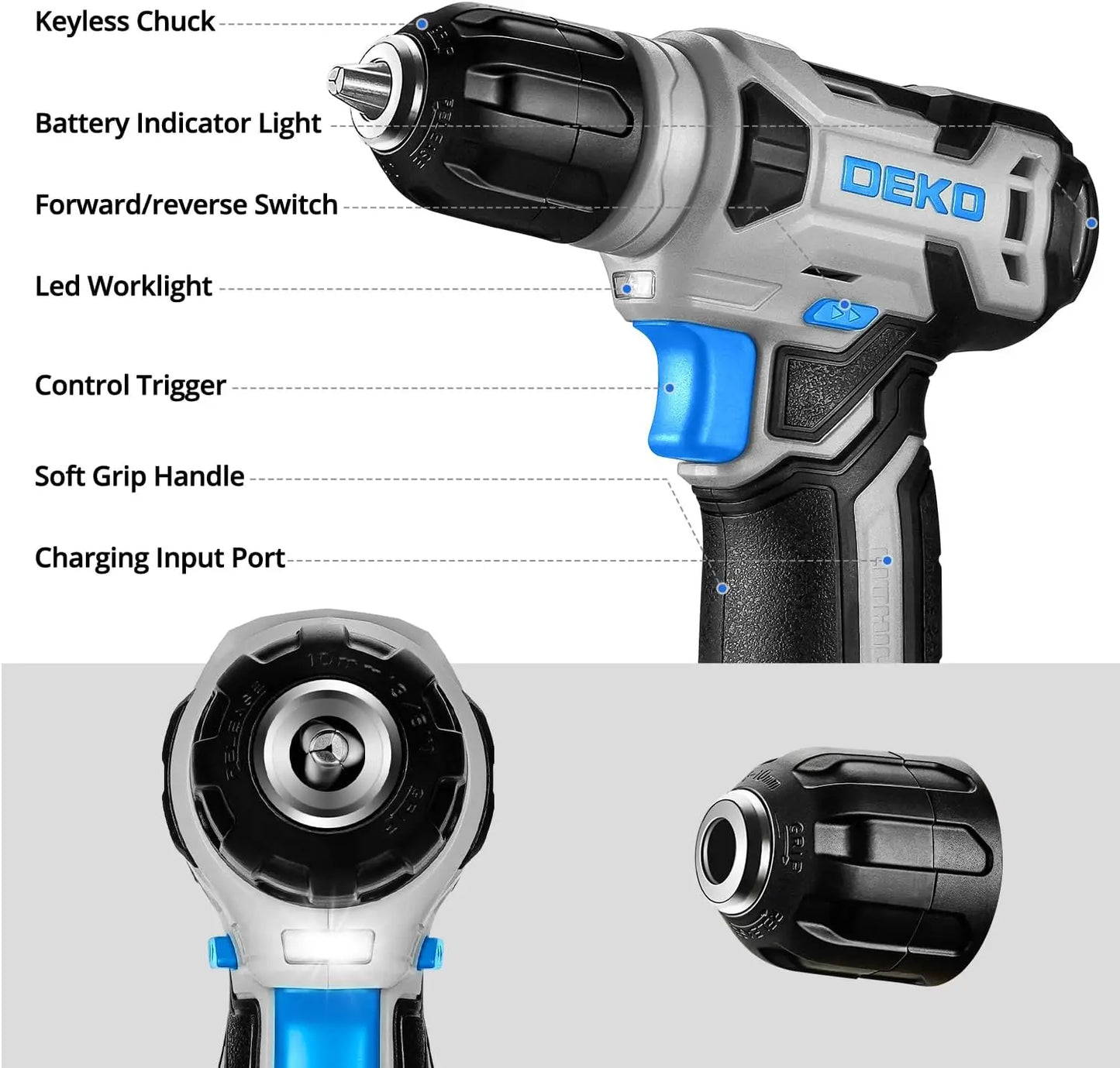 Drill Set with 8V Blue Cordless Drill