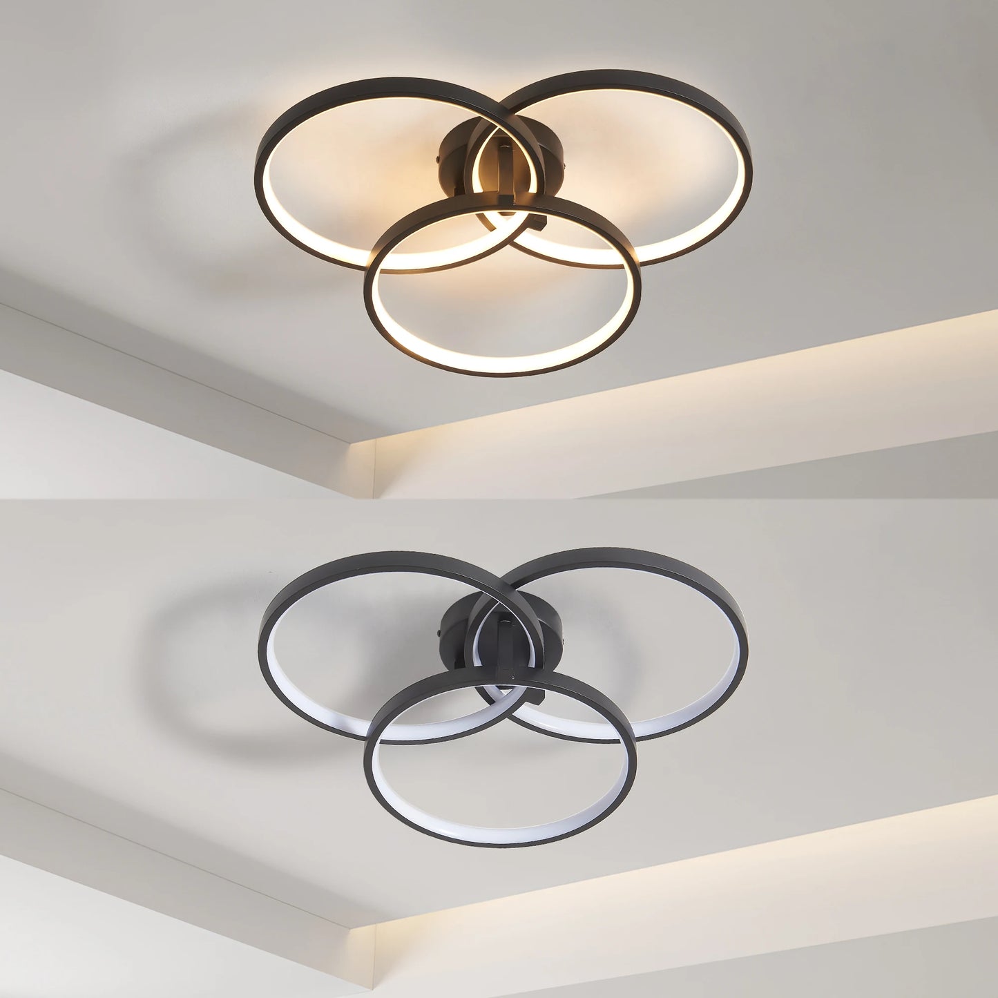 LED Ceiling Light 3-Ring Flush Mount Fixture