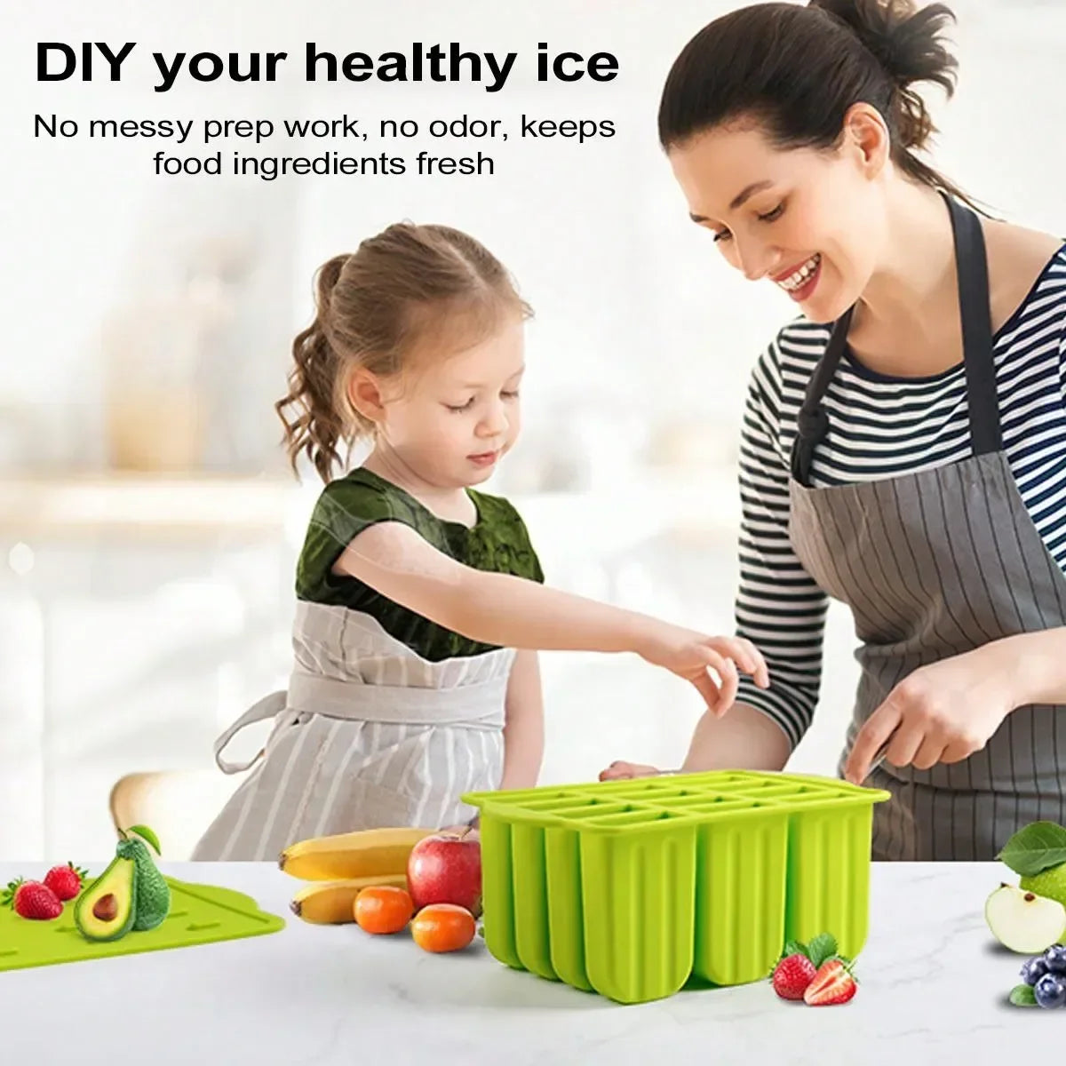 Silicone Popsicle Ice Cream Mold With Wooden Sticks