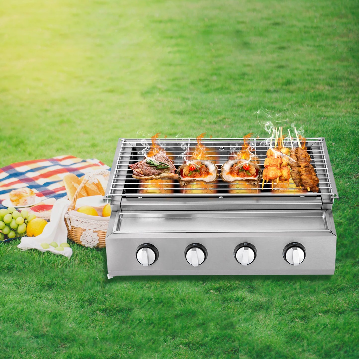 Smokeless Barbecue Grill 4 Burners LPG Gas Portable