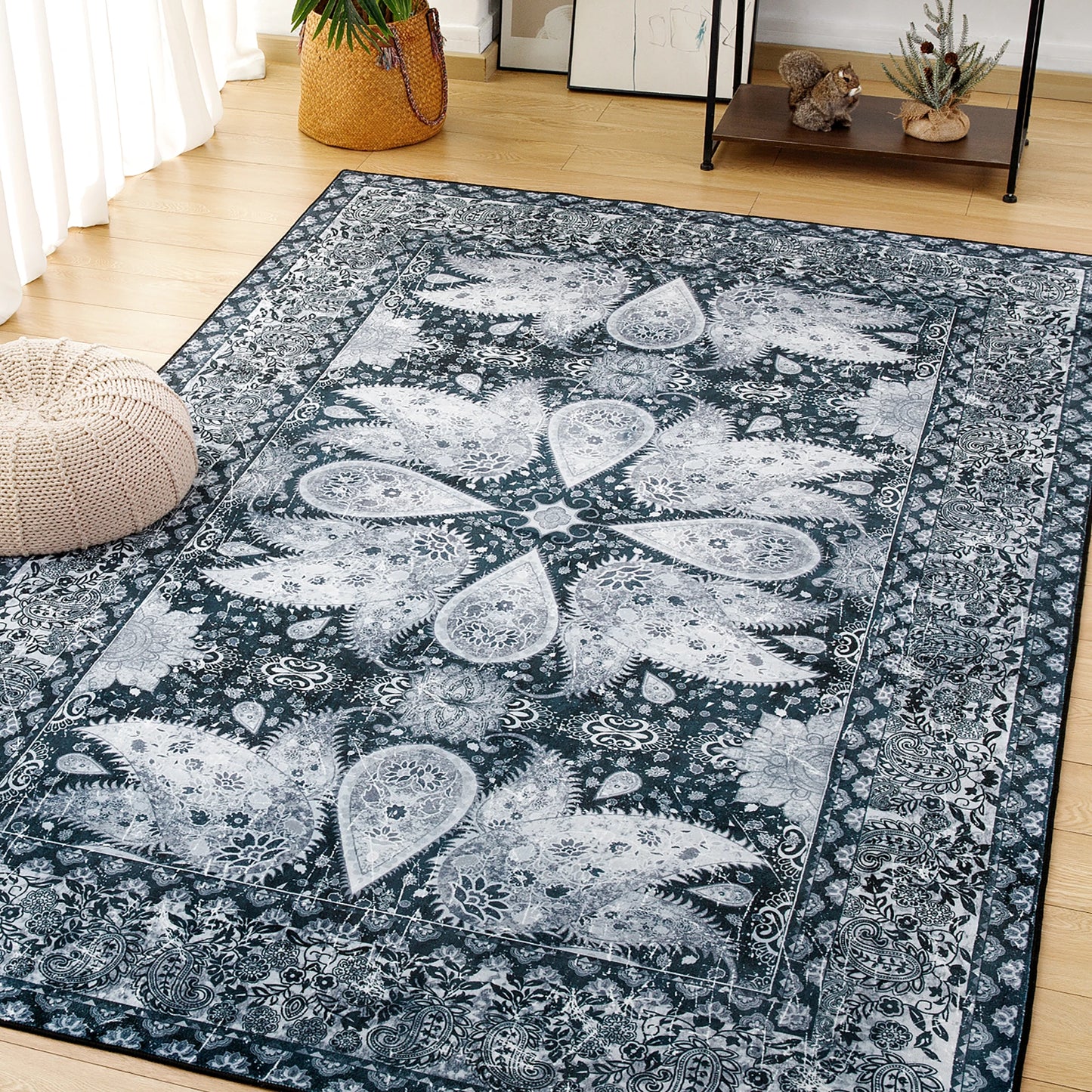 Vintage Floral Area Rug Fluffy