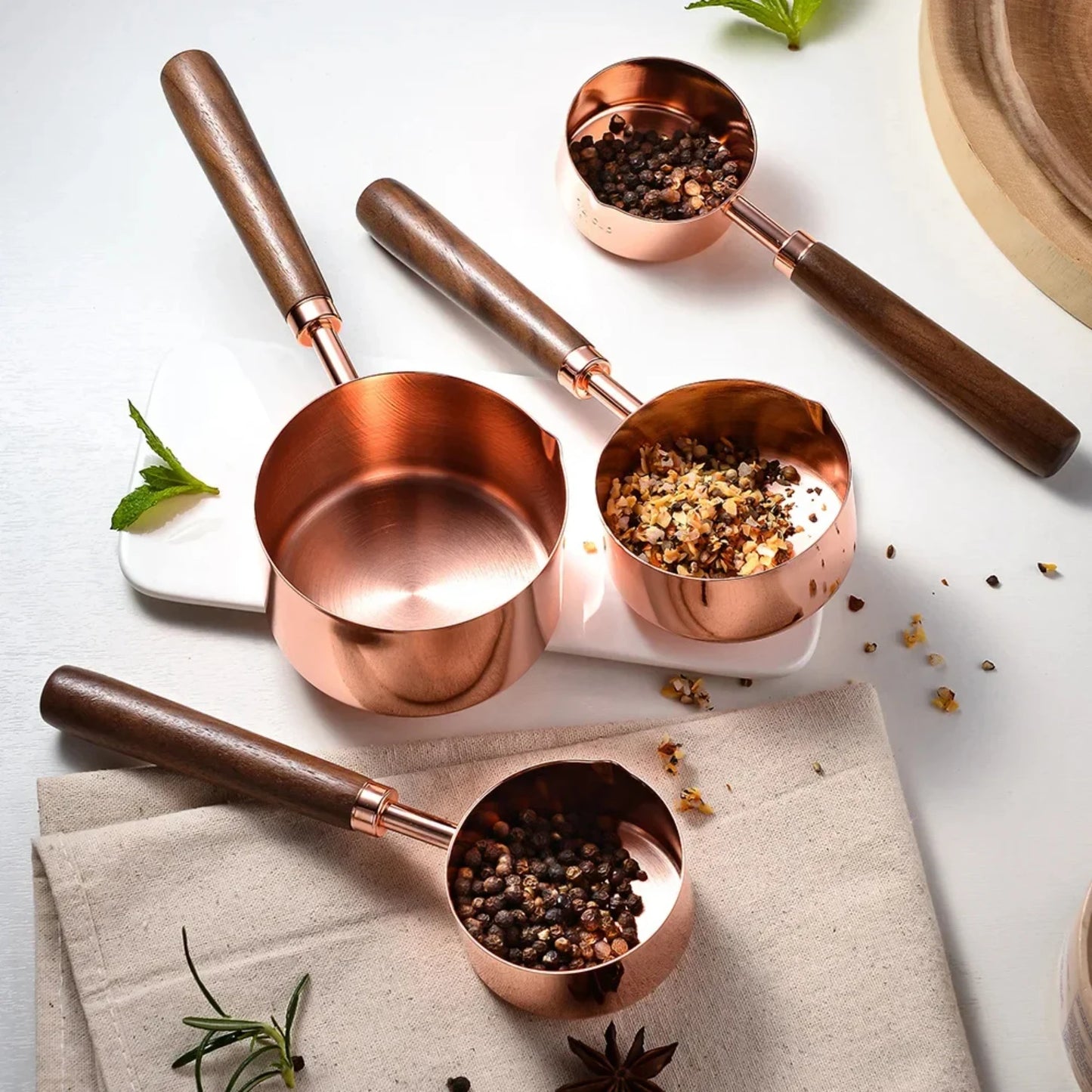 8Pcs Measuring Cup Spoon Set Wooden Handle