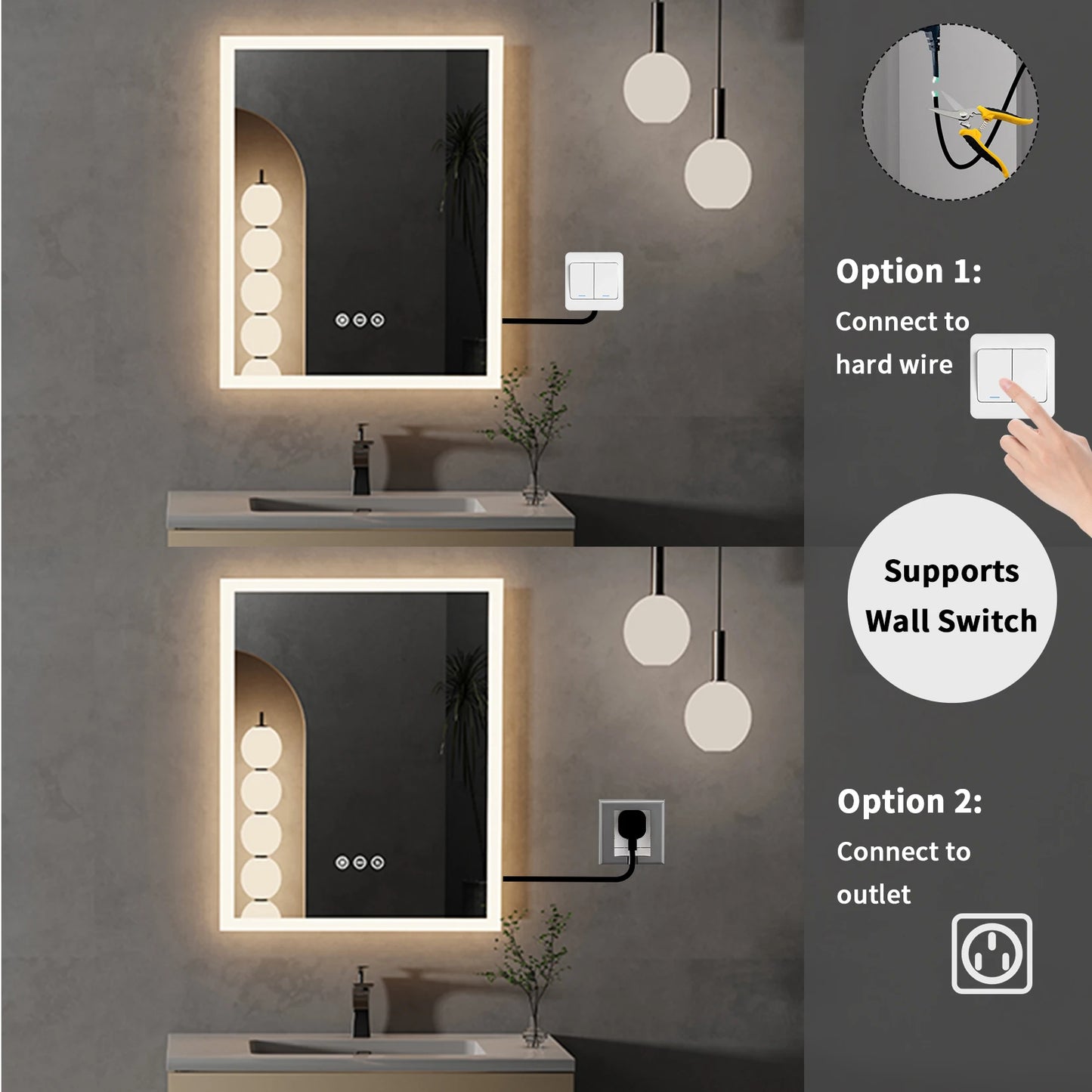 Lighted Bathroom Mirror with Anti-Fog