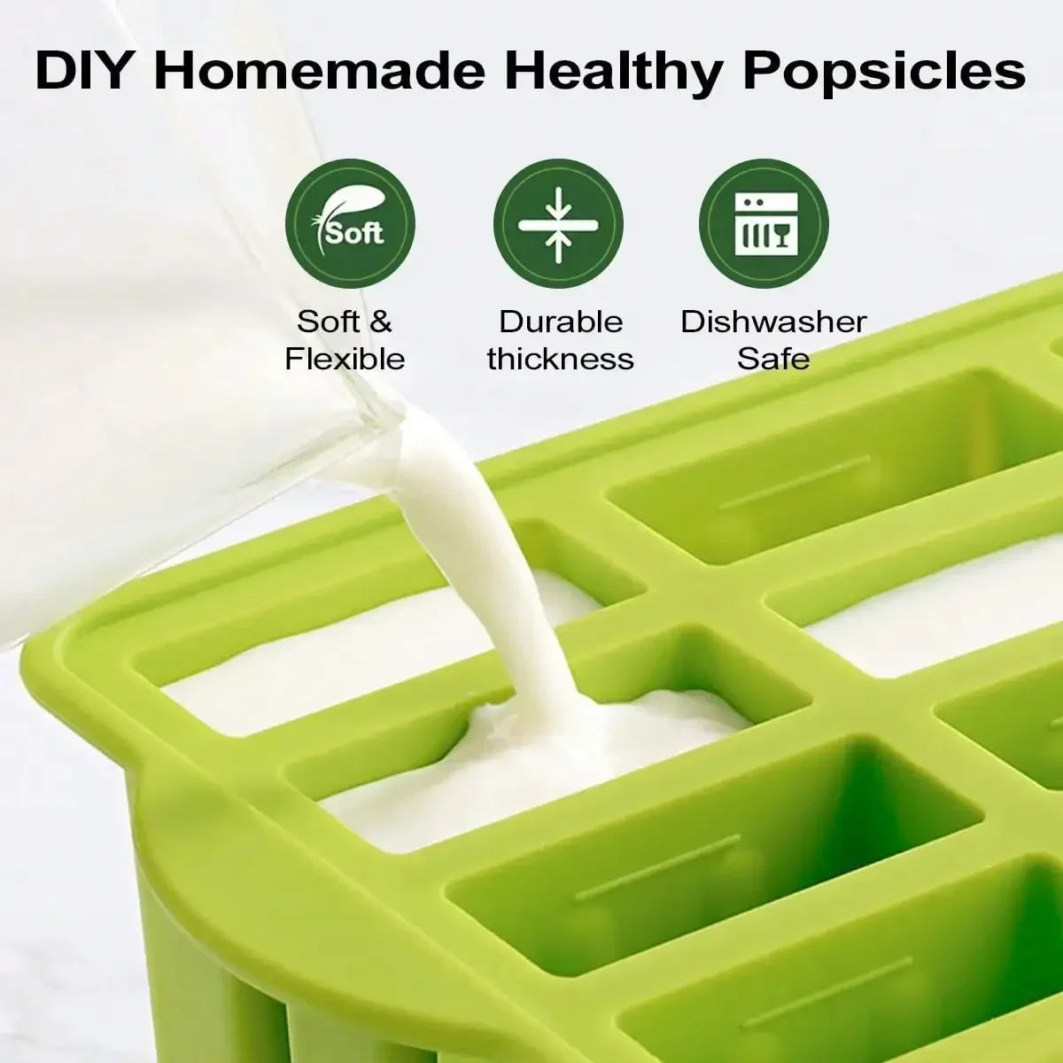 Silicone Popsicle Ice Cream Mold With Wooden Sticks