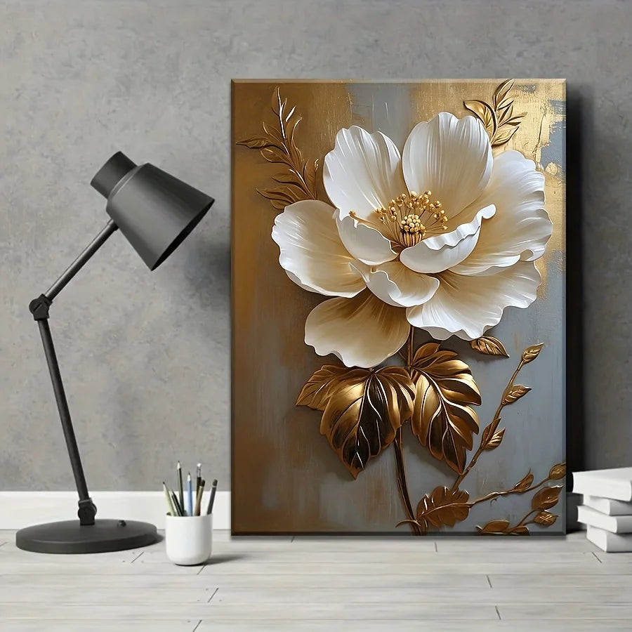 White Floral Canvas Wall Decor