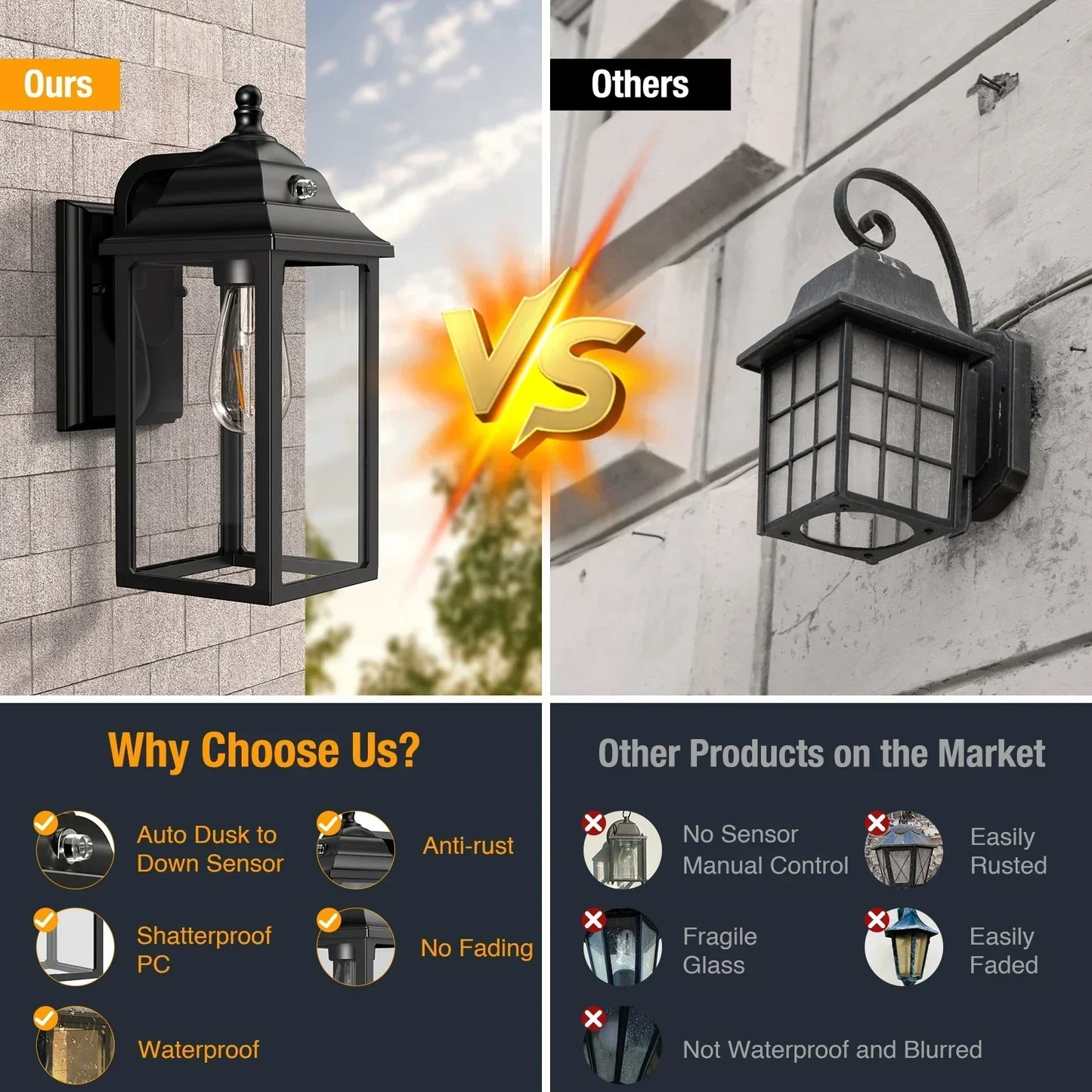 Set of 2 Wall Mount Outdoor Lights