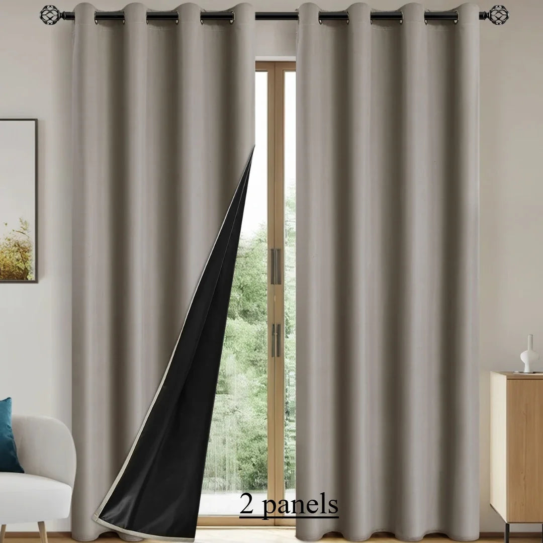 2pcs Solid 100% Blackout Curtains