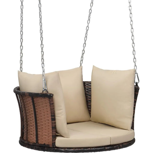 Round Rattan Porch Swing