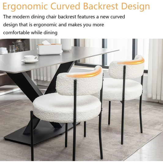 Set of 4 White Upholstered Dining Chairs