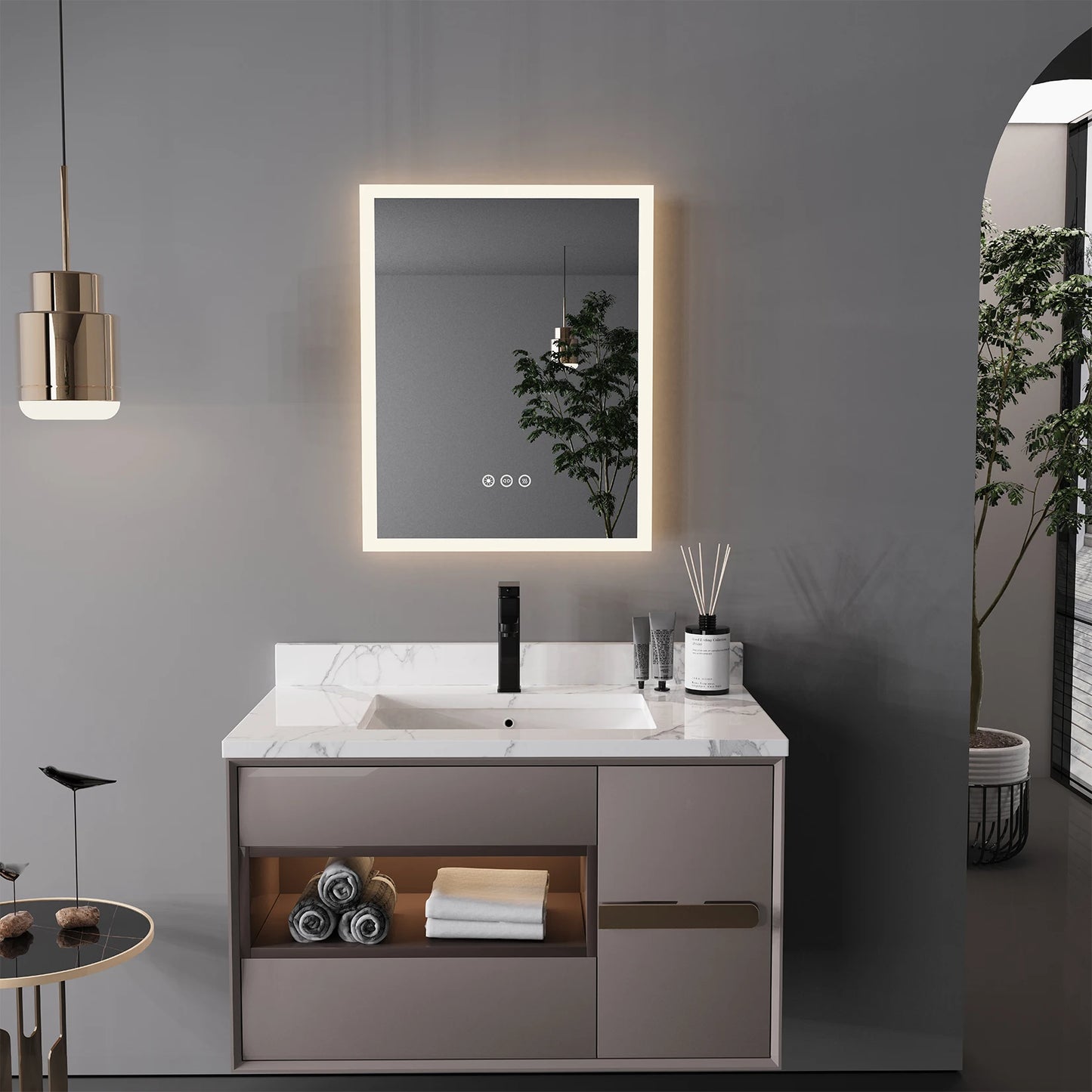 Lighted Bathroom Mirror with Anti-Fog
