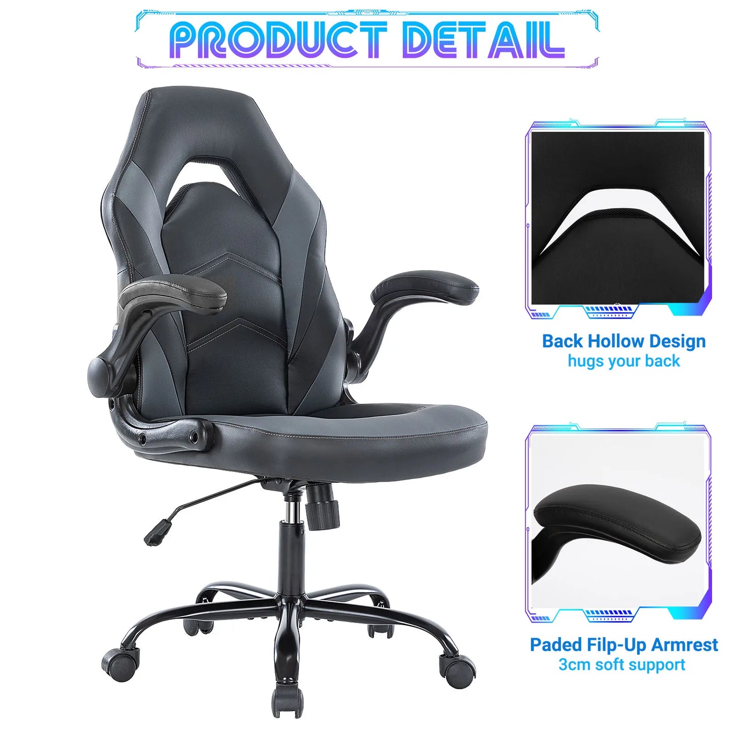 Desk Chair, Adjustable, Flip-up Armrest