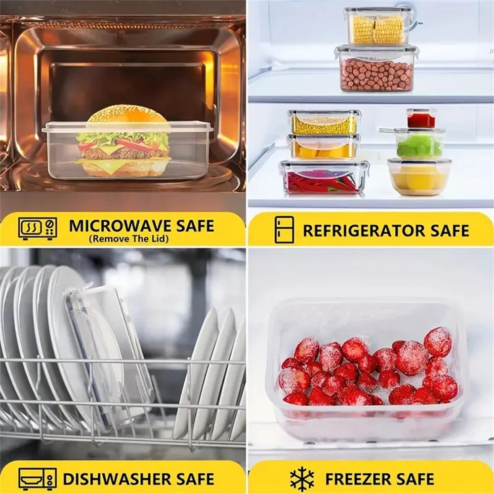 Storage Container Set -  Reusable Plastic Bins with Flip Lids