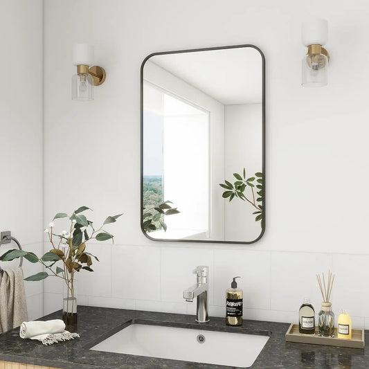 Mirror 20" x 28" Rectangular Aluminum Alloy Frame Wall Mounted