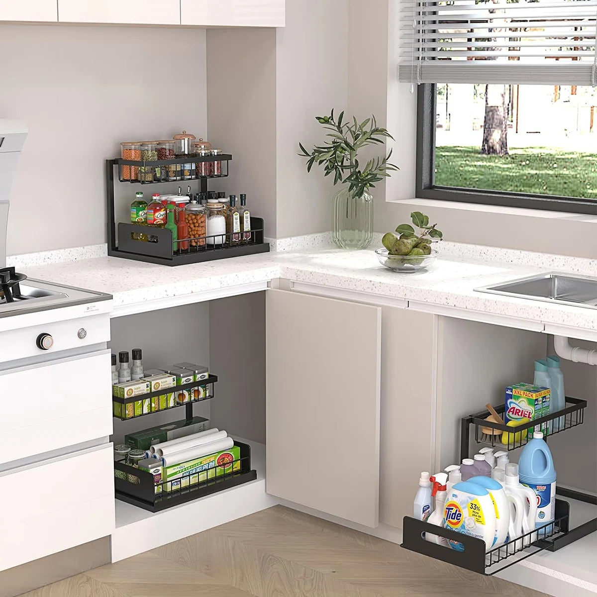 2 Pack Pull Out Cabinet Organizer